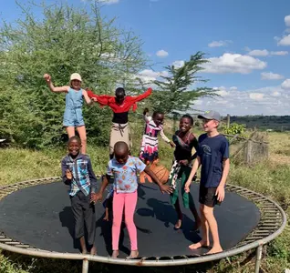 children jumping on a trampoline